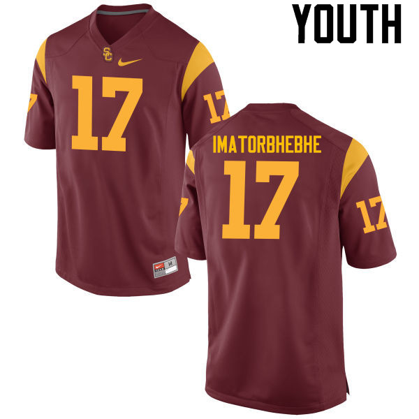 Youth #17 Josh Imatorbhebhe USC Trojans College Football Jerseys-Cardinal